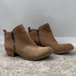 Lucky Brand Tan Suede Leather Basel style Booties Size 8M/38